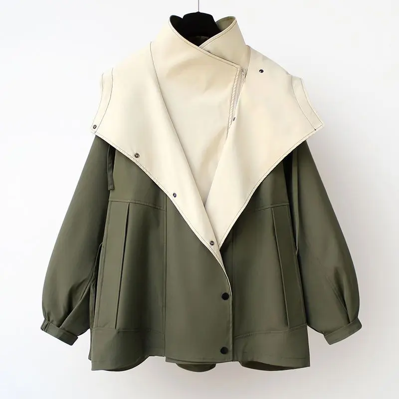 Women's Trench Coat 2025 New Korean Spring Autumn High Quality Long Sleeve Loose Female Windbreaker Outerwear Tops 4XL
