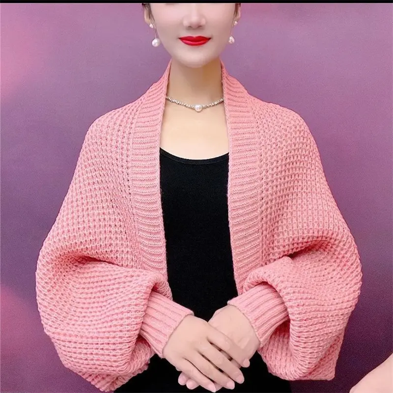 2025 New Fashion Loose Autumn Cardigan Sweater Jacket Women Hollow Out Knitted Shawl Coat  Female Casual Elegant Knitwear Tops