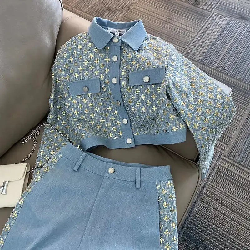 2025Spring Autumn New 2 Piece Set Women’s Korean Hong Kong Style Design Sense Single-breasted Short Ladies Retro Slim Pants Sets