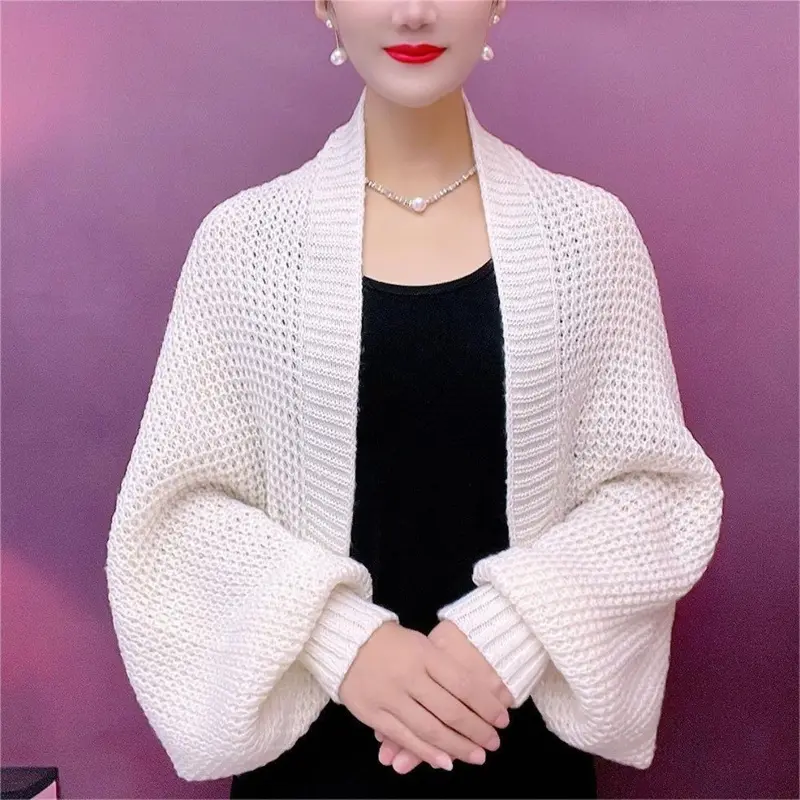 2025 New Fashion Loose Autumn Cardigan Sweater Jacket Women Hollow Out Knitted Shawl Coat  Female Casual Elegant Knitwear Tops