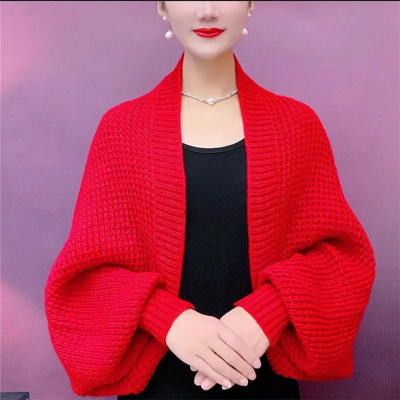 2025 New Fashion Loose Autumn Cardigan Sweater Jacket Women Hollow Out Knitted Shawl Coat  Female Casual Elegant Knitwear Tops