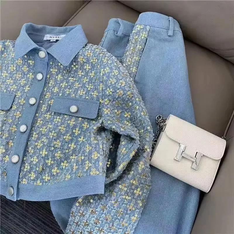 2025Spring Autumn New 2 Piece Set Women’s Korean Hong Kong Style Design Sense Single-breasted Short Ladies Retro Slim Pants Sets