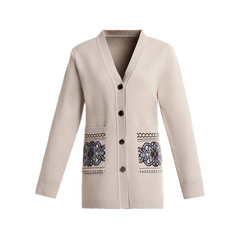 Autumn Women Coat Noble Fashion Middle-aged Jacket New KnitCardigan Female Mid-length Loose mother Clothing Knit Sweater R620