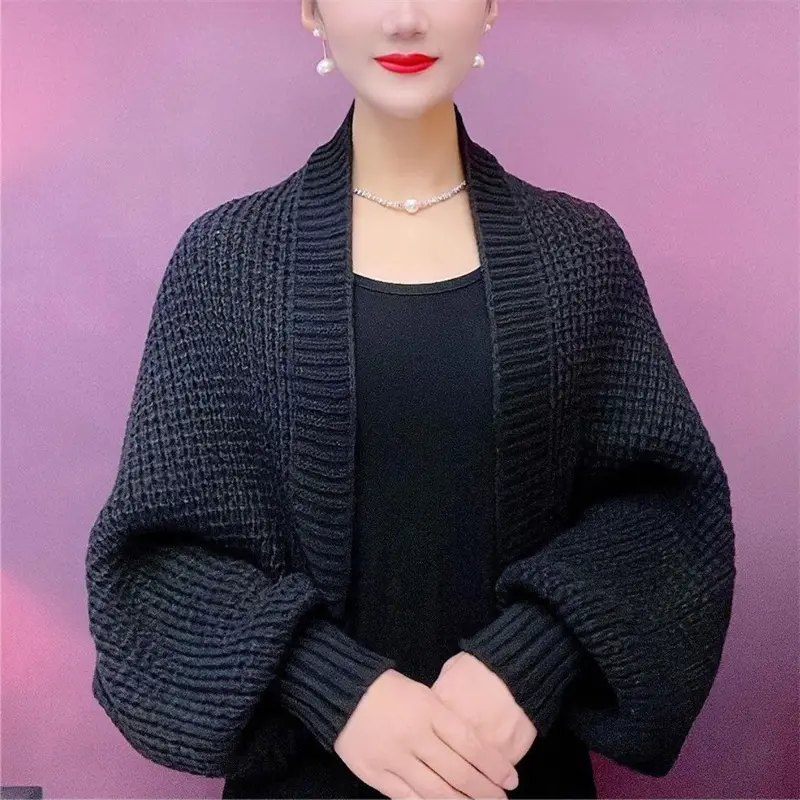 2025 New Fashion Loose Autumn Cardigan Sweater Jacket Women Hollow Out Knitted Shawl Coat  Female Casual Elegant Knitwear Tops