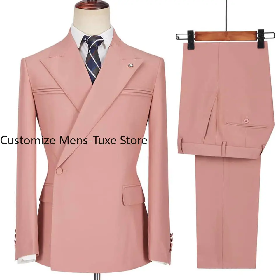 New Arrival Men Suits Double Breasted Wedding Groom Tuxedo Slim Fit 2 Pieces