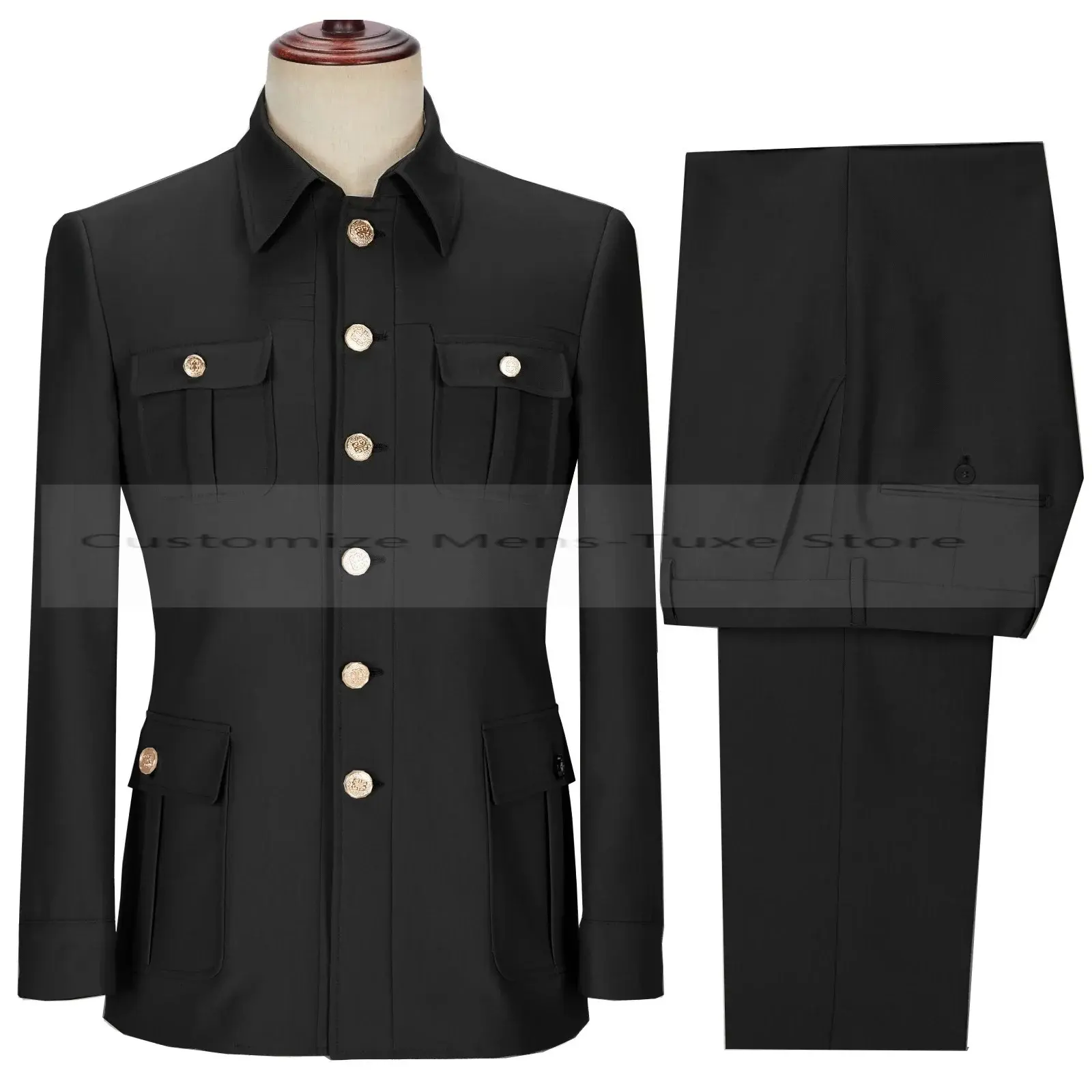 Fashion Men's Suit 2-Piece Set Single Breasted Jacket Business Casual Suit Coat Work Interview Coat (Blazer+Pants)