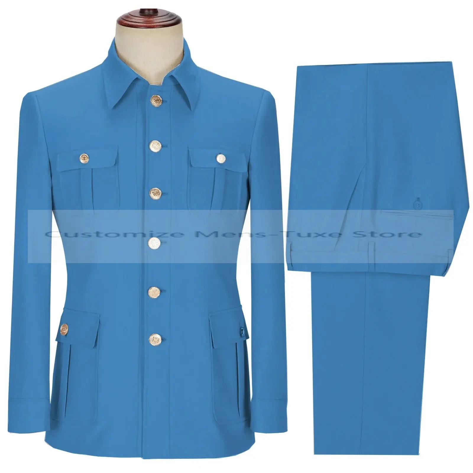 Fashion Men's Suit 2-Piece Set Single Breasted Jacket Business Casual Suit Coat Work Interview Coat (Blazer+Pants)