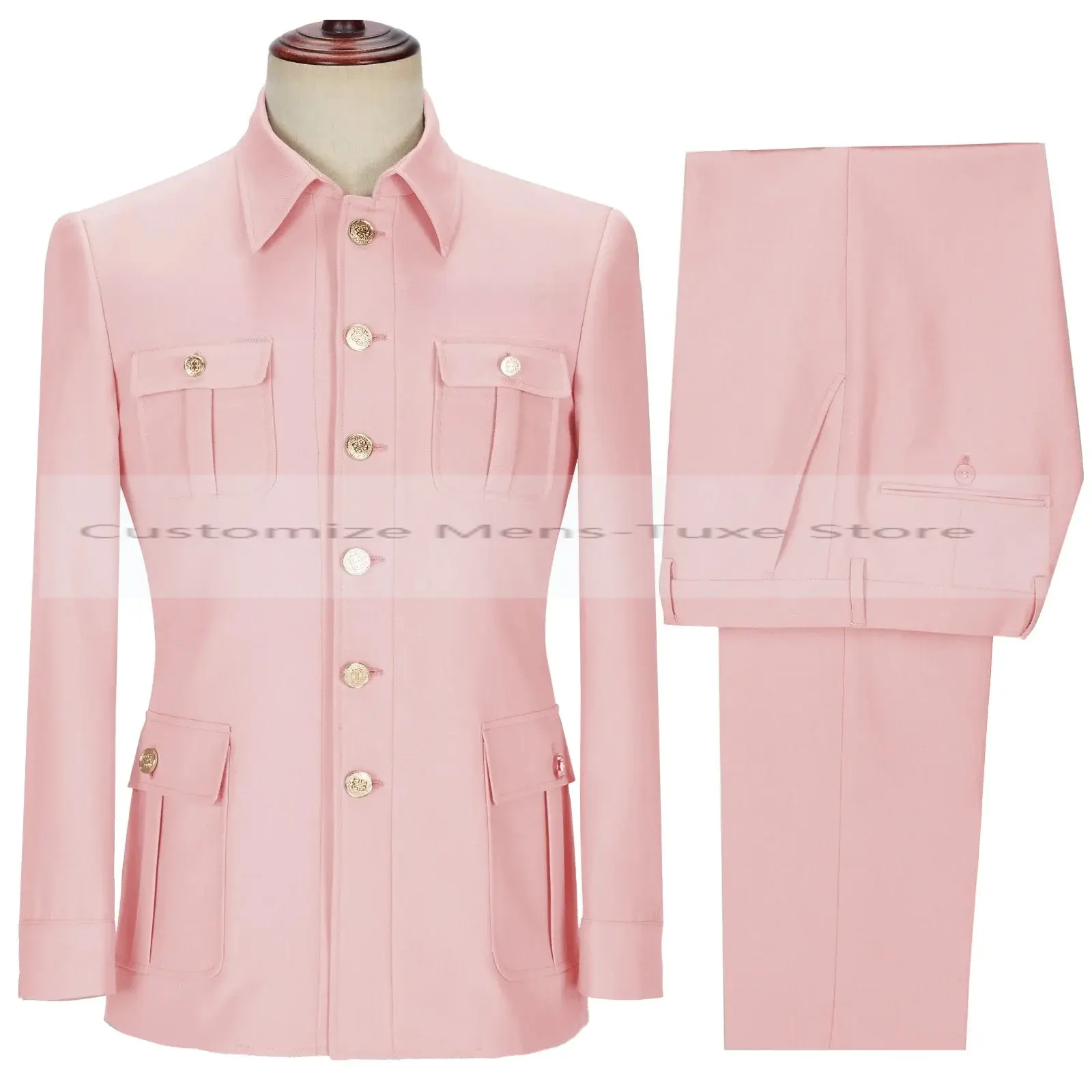 Fashion Men's Suit 2-Piece Set Single Breasted Jacket Business Casual Suit Coat Work Interview Coat (Blazer+Pants)