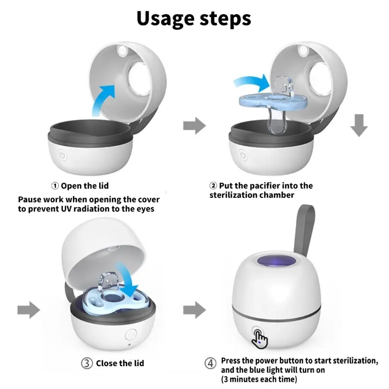 Portable Baby Pacifier Sterilizer Box Mini UV Light Sterilizer Box For Baby Pacifier, Bottle Nipples, Teethers Breast Pump