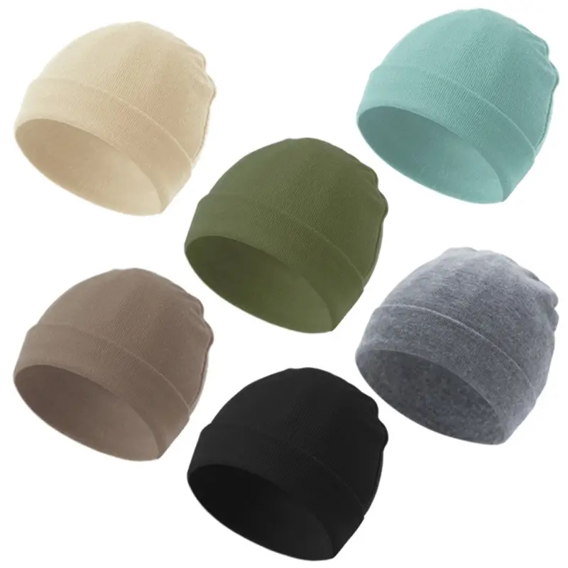 2024 Baby Accessories Newborn Toddler Kids Baby Boy Girl Solid Hats Turban Cotton Beanie Candy Color Hat Winter Warm Cap