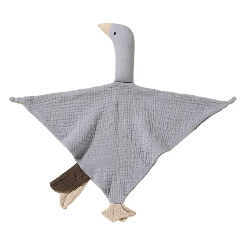 Pure Cotton Muslin Baby Bib Cute Goose Sleeping Dolls Newborn Saliva Towel Soothe Appease Towel Toddlers Burp Cloth Handkerchief