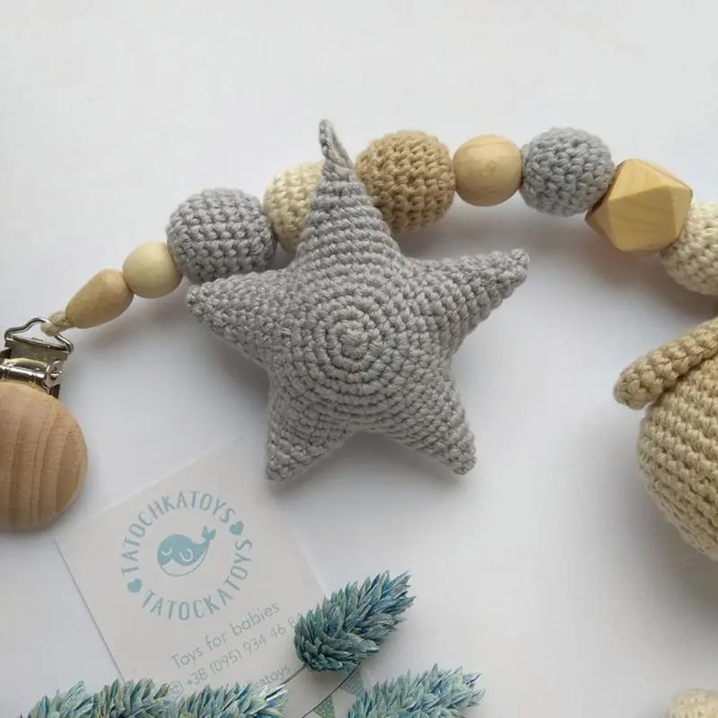 Handmade Crochet Cotton Star DIY Baby Pacifier Chain Accessories Infant Newborns Teether Toy Gifts