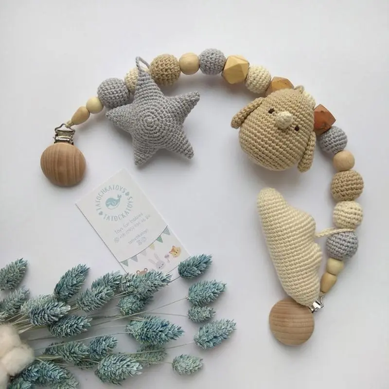 Handmade Crochet Cotton Star DIY Baby Pacifier Chain Accessories Infant Newborns Teether Toy Gifts
