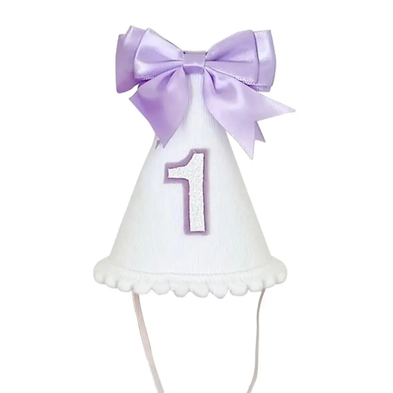 Baby Bowknot 1st Birthday Hat Handmade Party Decoration Cone Hat First Birthday Photography Prop for Girls boys