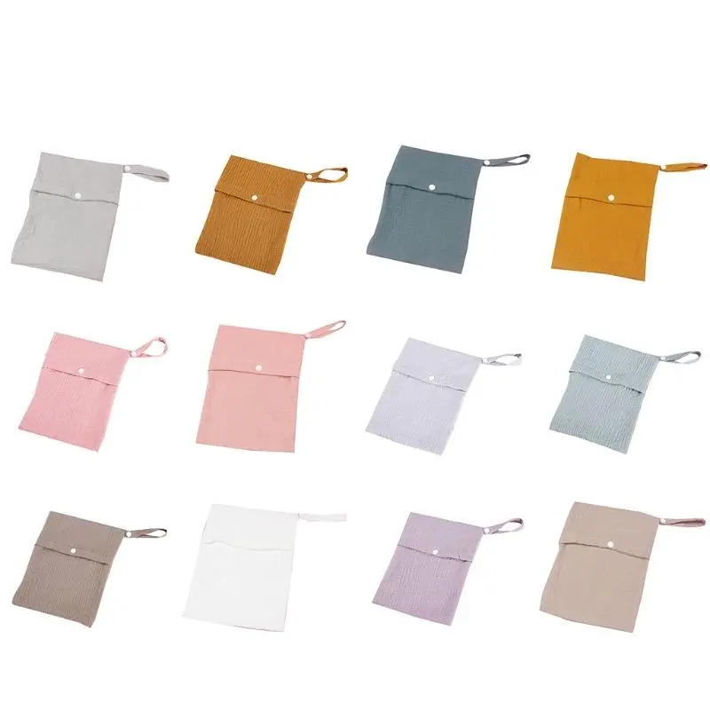 M76C Multifunctional Baby Diapper Bag Reusable Solid Color Travel Nappy Bags Soft Cotton Mummy Storage Bag
