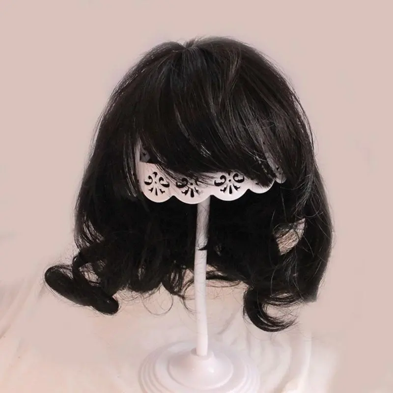 M76C Fashionable Child Hair Hat Girls Short Hair Hat Kids Curly Hat Photo