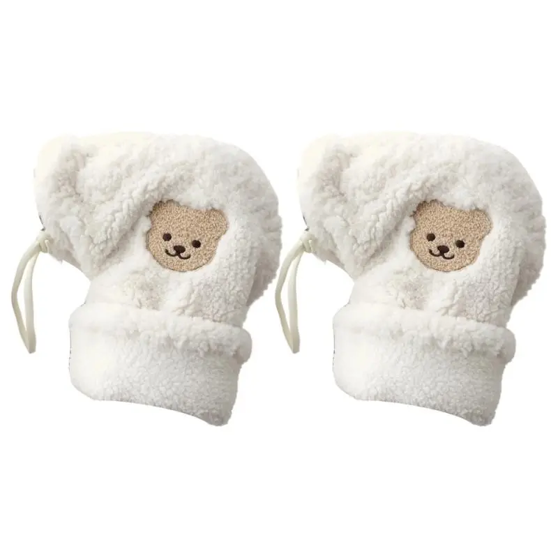 M76C Fleece Hand Muff for Baby Scooter Stylish Bear Pattern Hand Gloves for Children