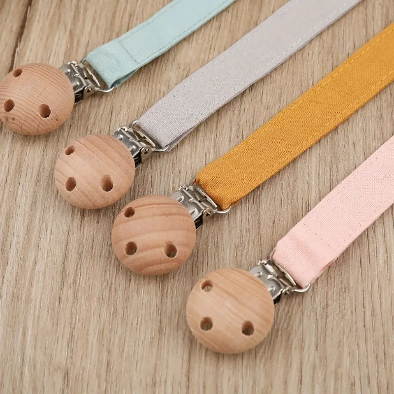 20Pcs Beech Wooden Pacifier Clip Baby Teether Soother Clasp Metal Nursing Accessories Chewable Teething Diy Dummy Clip Chains