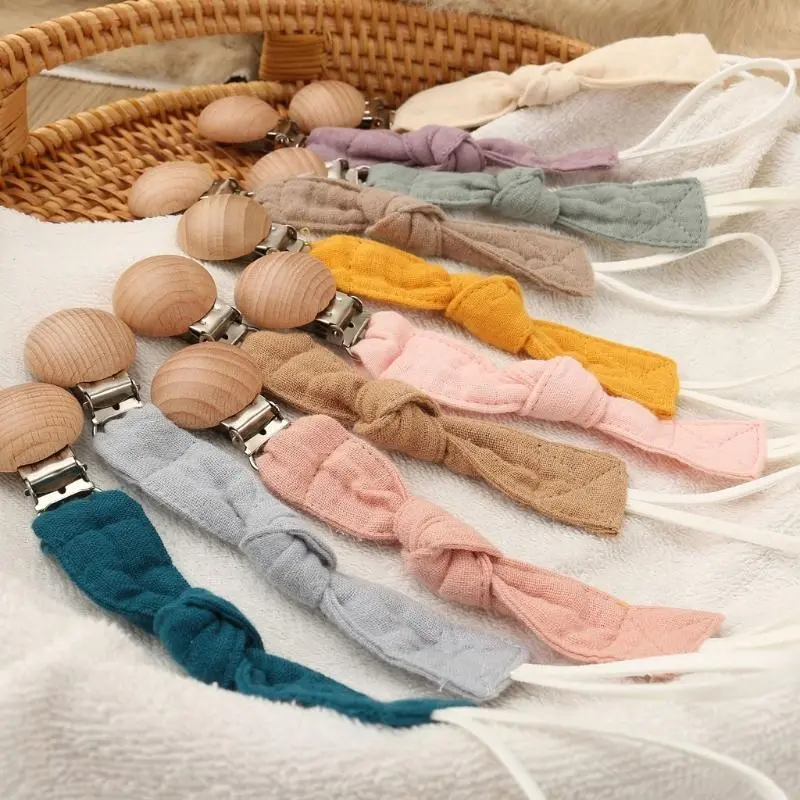 M76C 20pcs Beech Wooden Pacifier Clip Nursing Accessories Chewable Teething Diy Dummy Clip Chains Baby Teether Soother Clasp