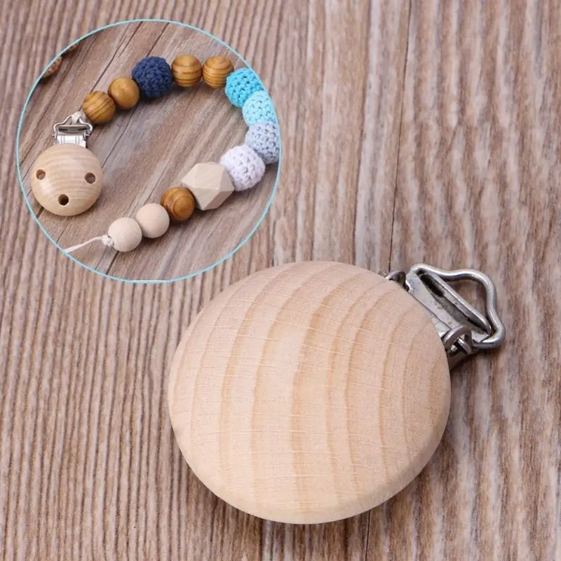 M76C 20pcs Beech Wooden Pacifier Clip Nursing Accessories Chewable Teething Diy Dummy Clip Chains Baby Teether Soother Clasp