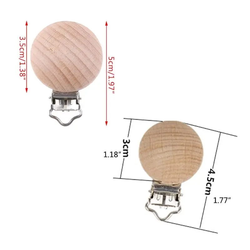 M76C 20pcs Beech Wooden Pacifier Clip Nursing Accessories Chewable Teething Diy Dummy Clip Chains Baby Teether Soother Clasp