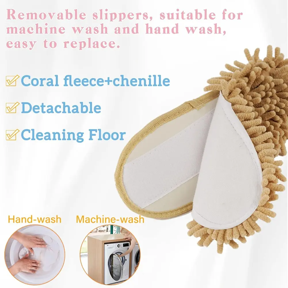 HGHO Cartoon Dog Mop Slippers Microfiber Clean Dusting Slippers Detachable Mopping Shoes For Office Home Room Pink Easy To Use