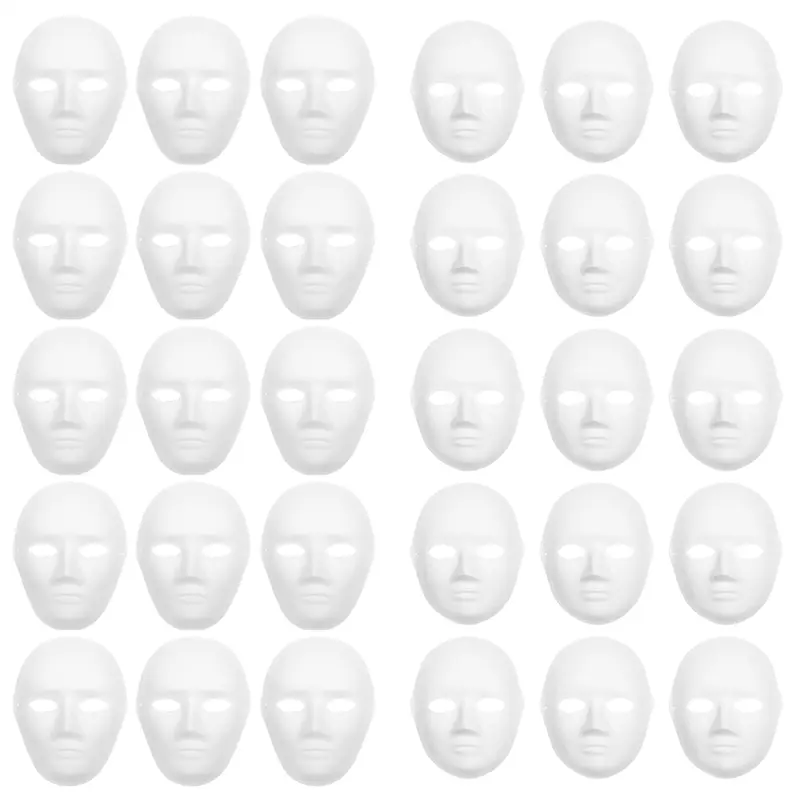 New 30 Pack 2 Sizes Paper Mache Masks Create Artistic Craft Projects From Wall Decorations To Theater and Halloween Costumes