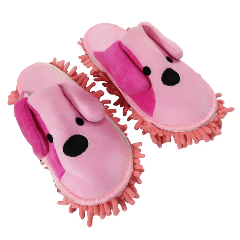 HGHO Cartoon Dog Mop Slippers Microfiber Clean Dusting Slippers Detachable Mopping Shoes For Office Home Room Pink Easy To Use