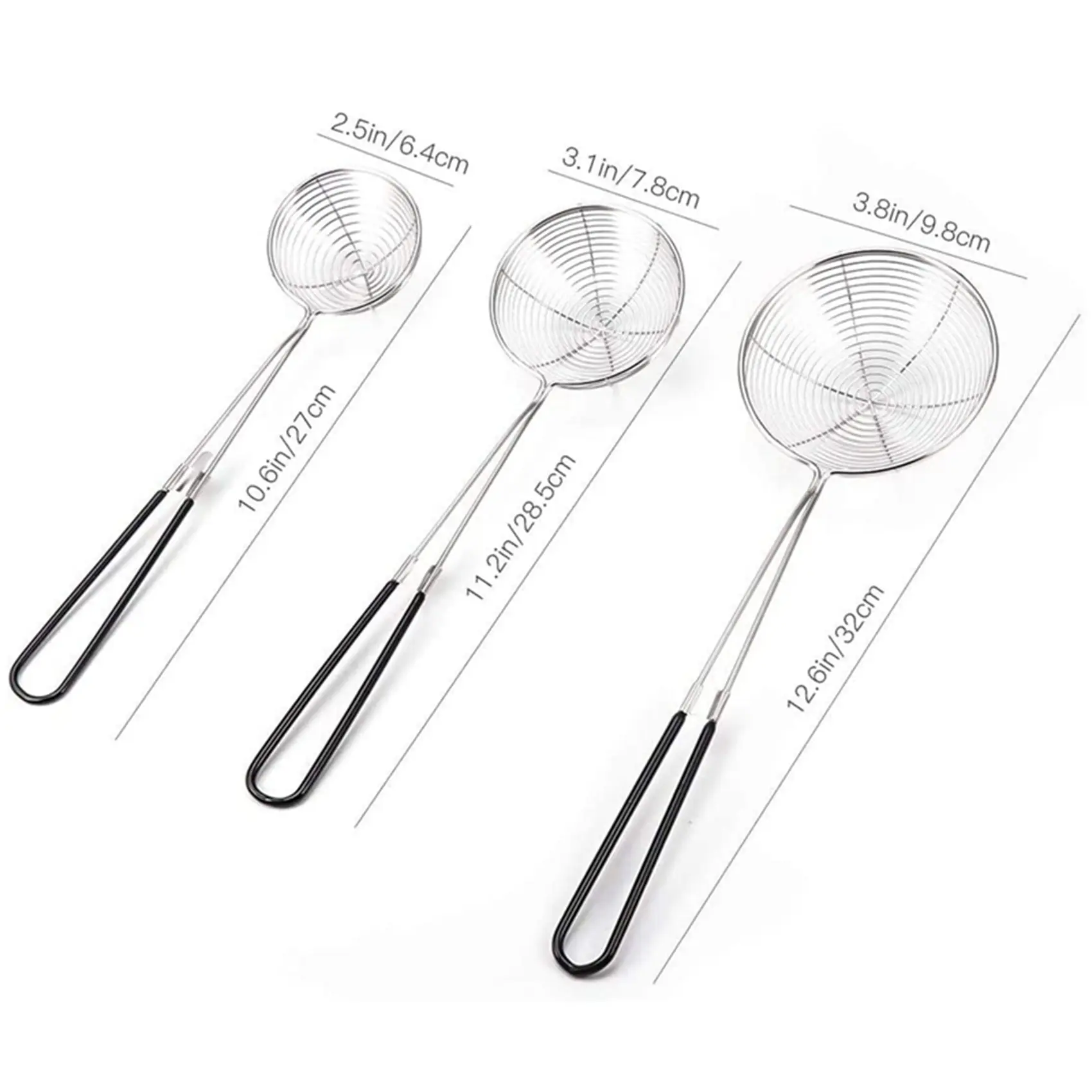 HGHO 6-Piece Set Of Round Hot Pot Strainer-Stainless Steel Asian Shabu-Shabu-Shabu Spider Skimming Spoon Set, Mesh Spoon