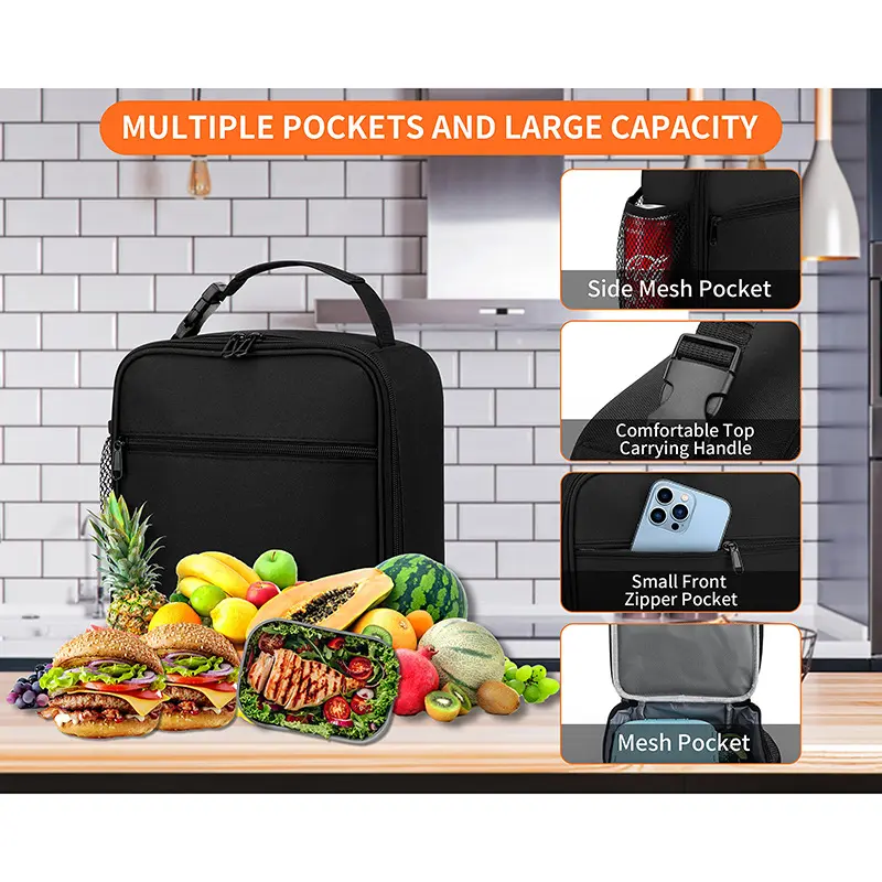 Men Women Insulated Portable Reusable Thermal Lunch Box Cooler Tote Lunch Bag for School Office Keep Food Fresh Warm or Cold