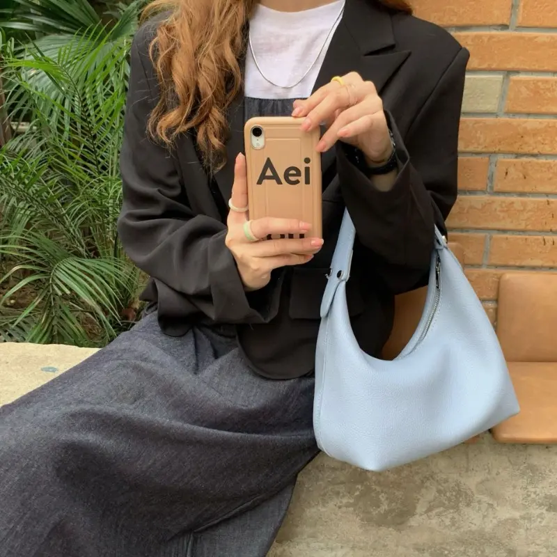 Women Vintage Underarm Bag PU Leather Soft Hobo Shoulder Bags New Solid Color Casual Armpit Handbag Girls Outdoor Daily Tote Bag
