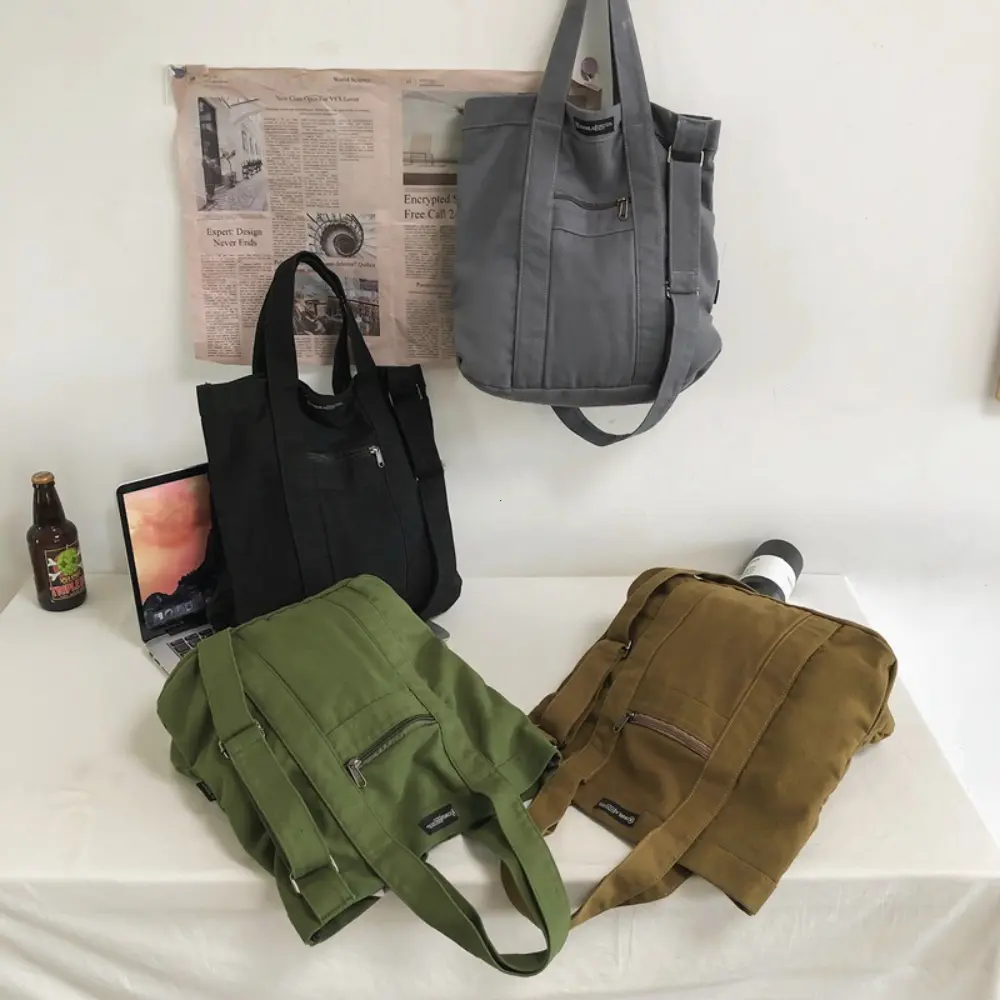 Women Large Capacity Canvas Bag Trend Men's Messenger Bag Leisure Solid Color Shoulder Underarm Bags Female Handbags and Purses