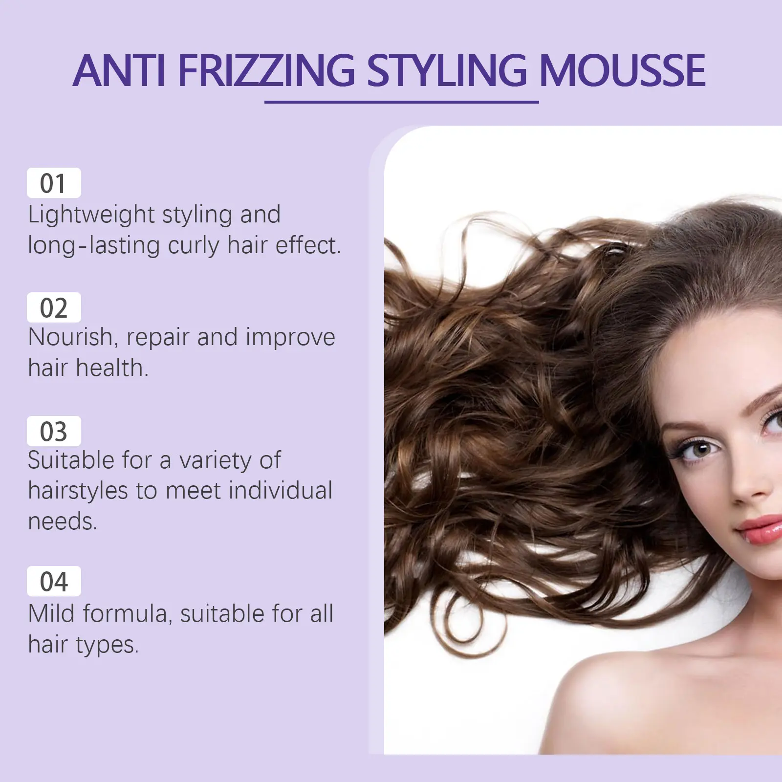 Hair Styling Spray Anti Frizz Add on Charms Increase Elasticity Long Lasting Styling Non-greasy Moisturizing Fluffy Hair Mousse