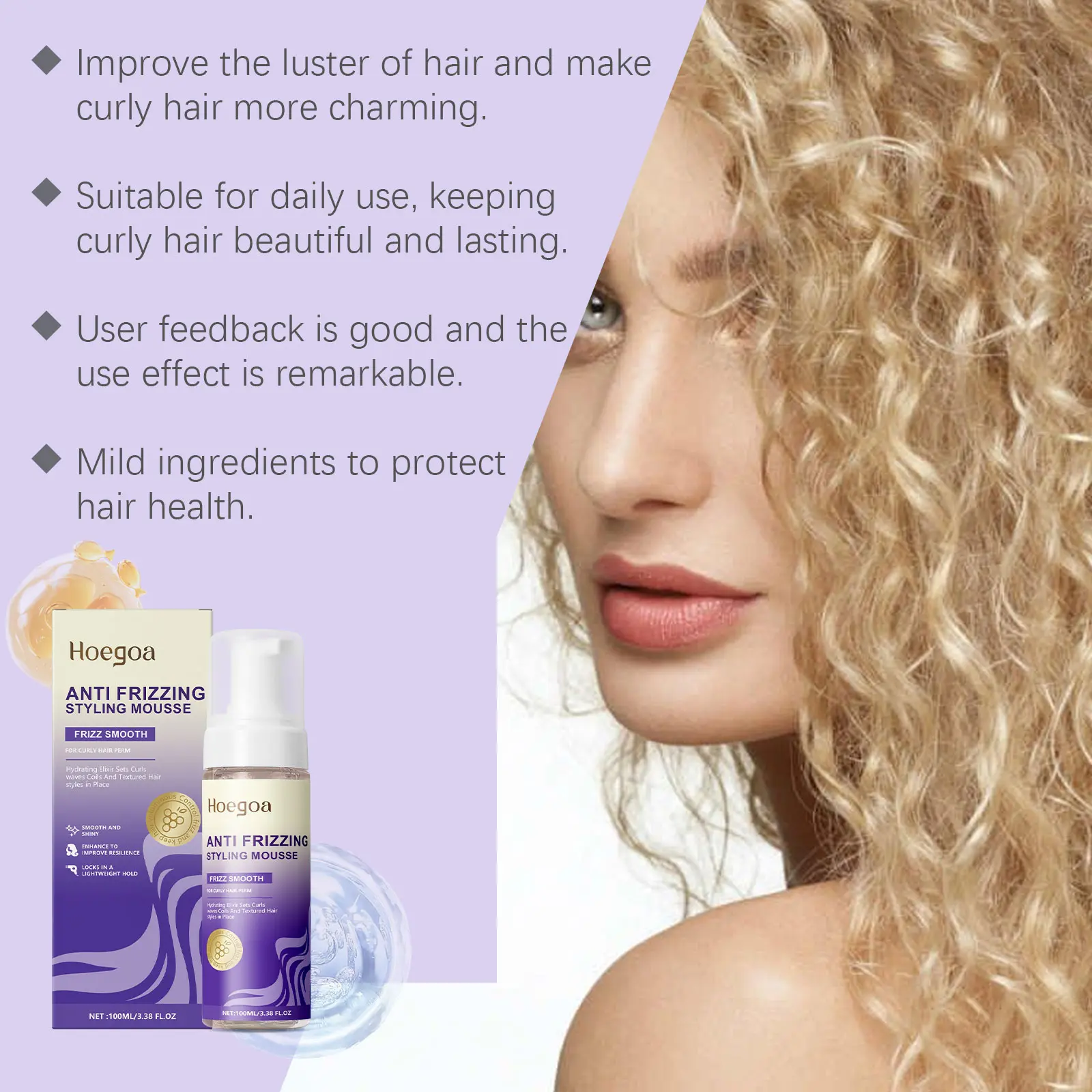 Hair Styling Spray Anti Frizz Add on Charms Increase Elasticity Long Lasting Styling Non-greasy Moisturizing Fluffy Hair Mousse