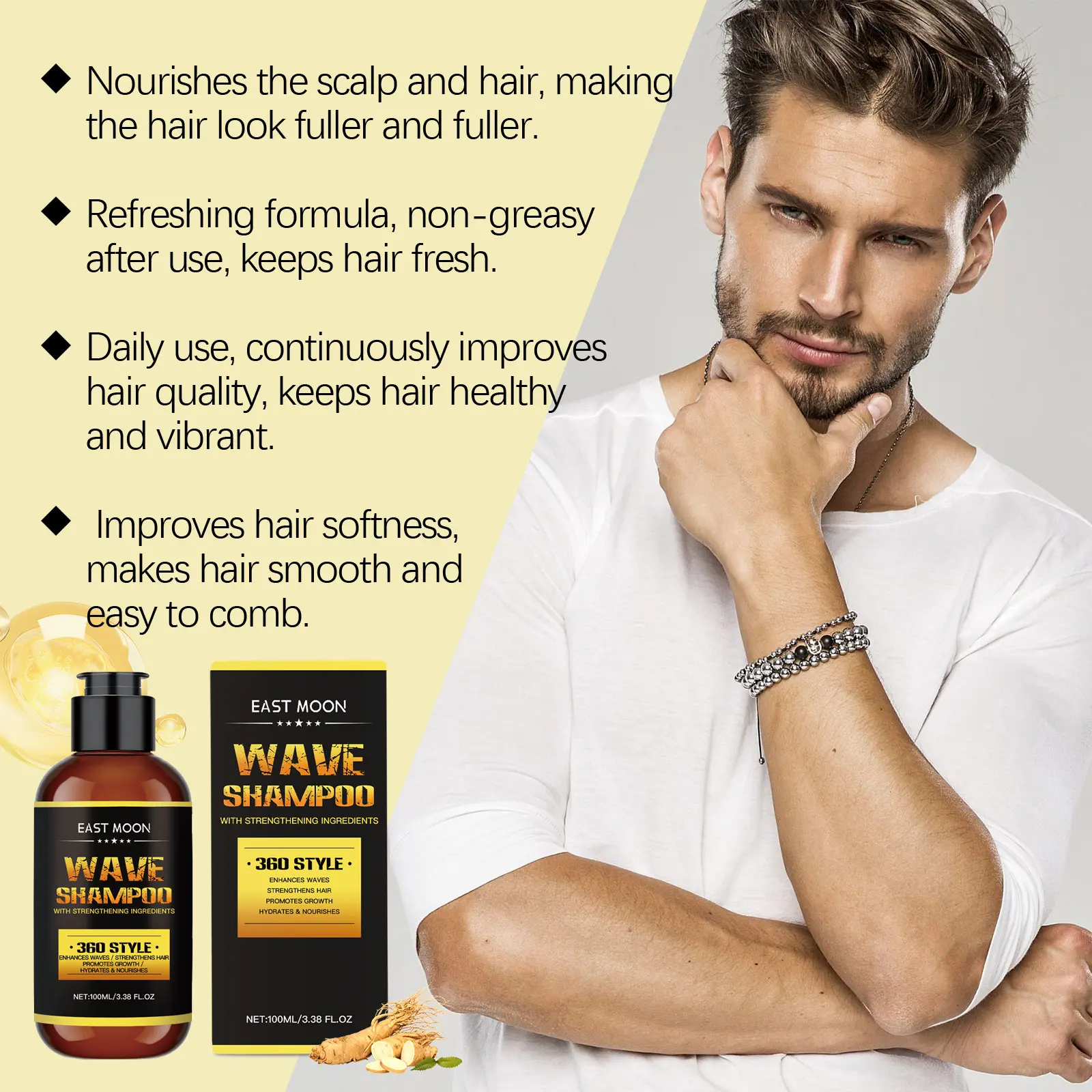 Men Vitamin Hair Nourishing Shampoo Pure Plant Deep Moisturize Repair Damaged Reduce Dry Enhance Root Rosemary Hair Care Shampoo