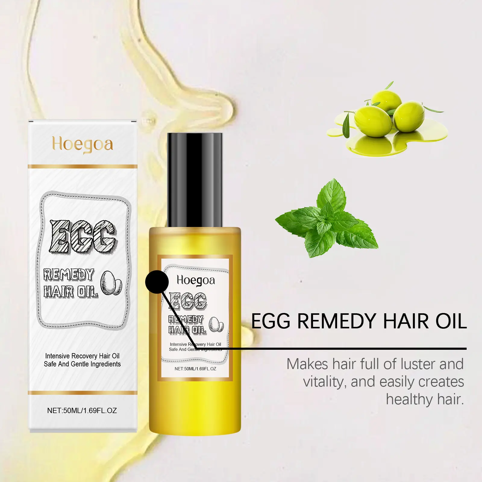 Egg Hair Care Oil Repair Damaged Frizz Deep Hydration for Hair Prevent Hair Loss Reduce Split End Moisturizing Smooth Hair Care