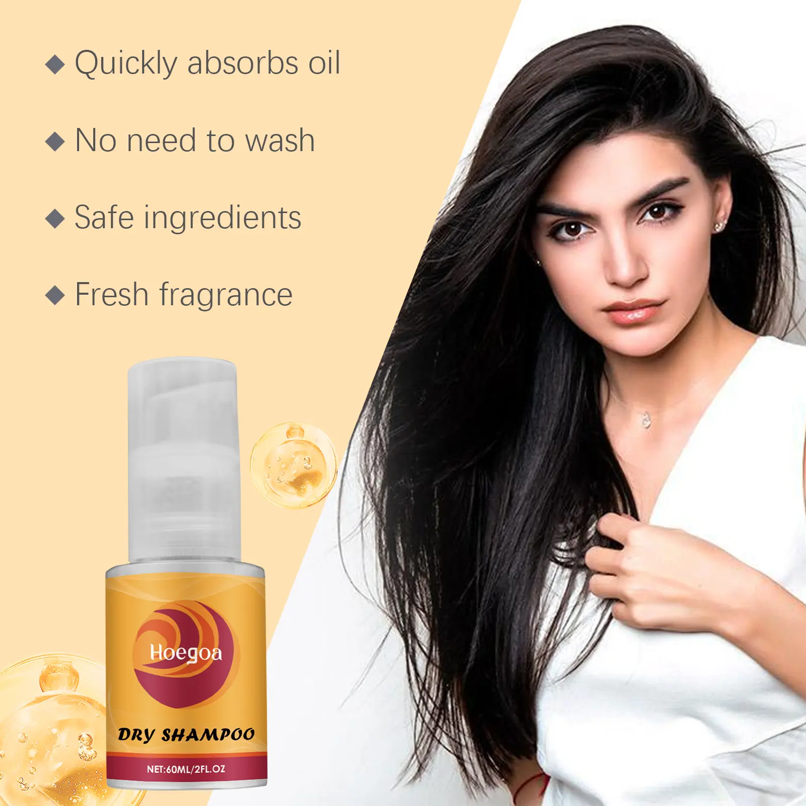 No-rinse Dry Hair Spray Dry Hair Refreshing Repair Hair Frizzy Soft Glossy Absorbs Excess Oiland Keeps Hair Dry Increases Hair