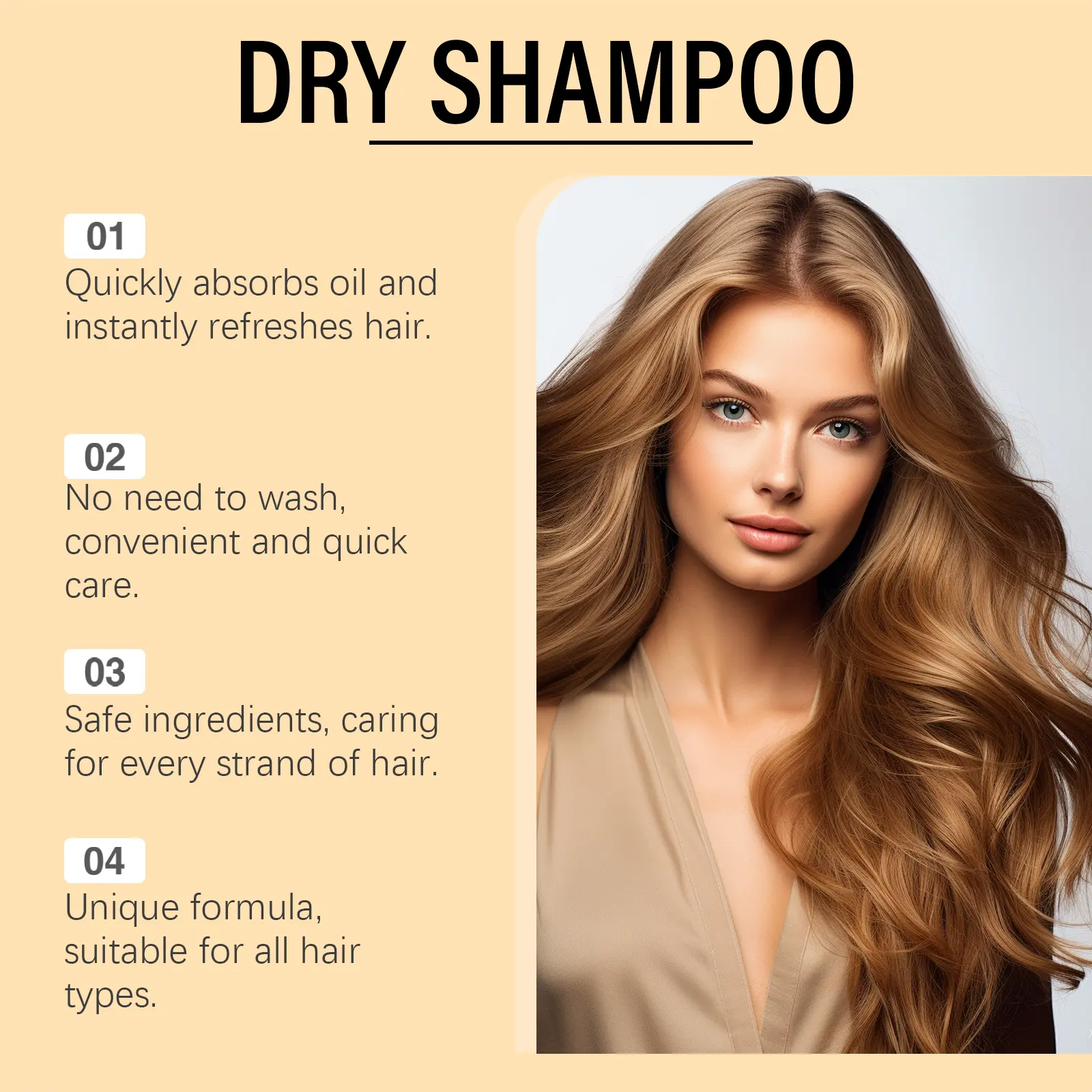 No-rinse Dry Hair Spray Dry Hair Refreshing Repair Hair Frizzy Soft Glossy Absorbs Excess Oiland Keeps Hair Dry Increases Hair