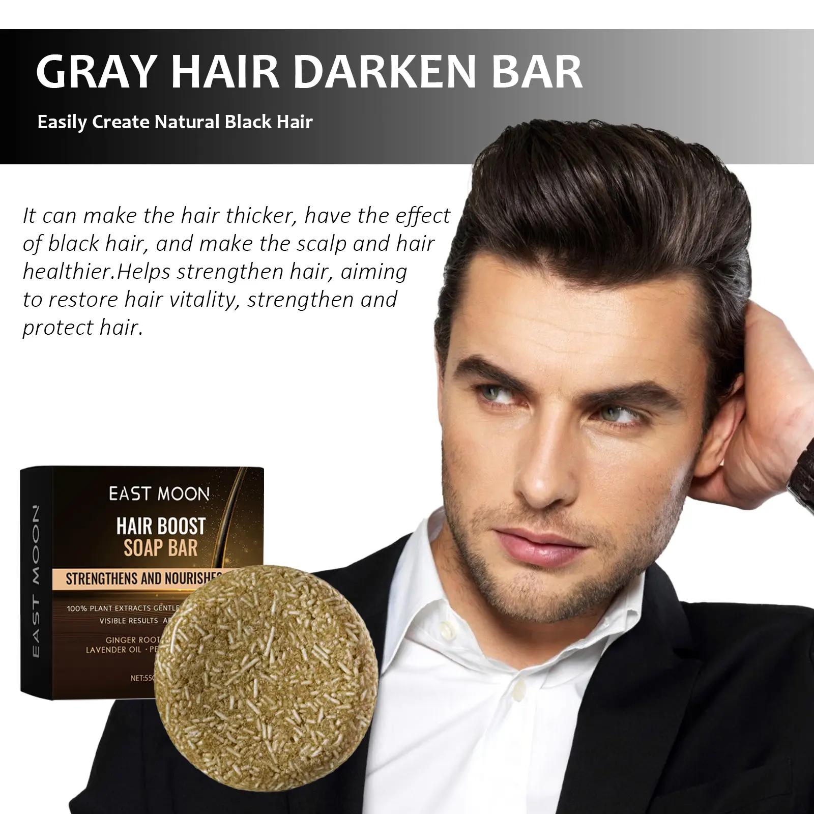 Hair Darkening Soap Effective Repair Gray White Color Hair Permanent Black Dye Moisturize Nourishing Smooth Clean Solid Shampoo