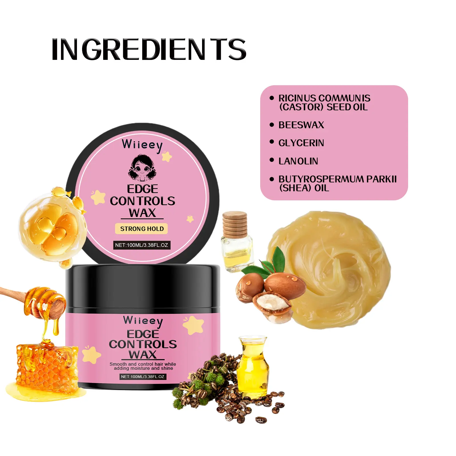 Natural Hair Wax For Children Flyaways and Frizz,Hair Smoothing & Slick Gel ToTame Flyaways and Frizz,Vegan Styling Waxes