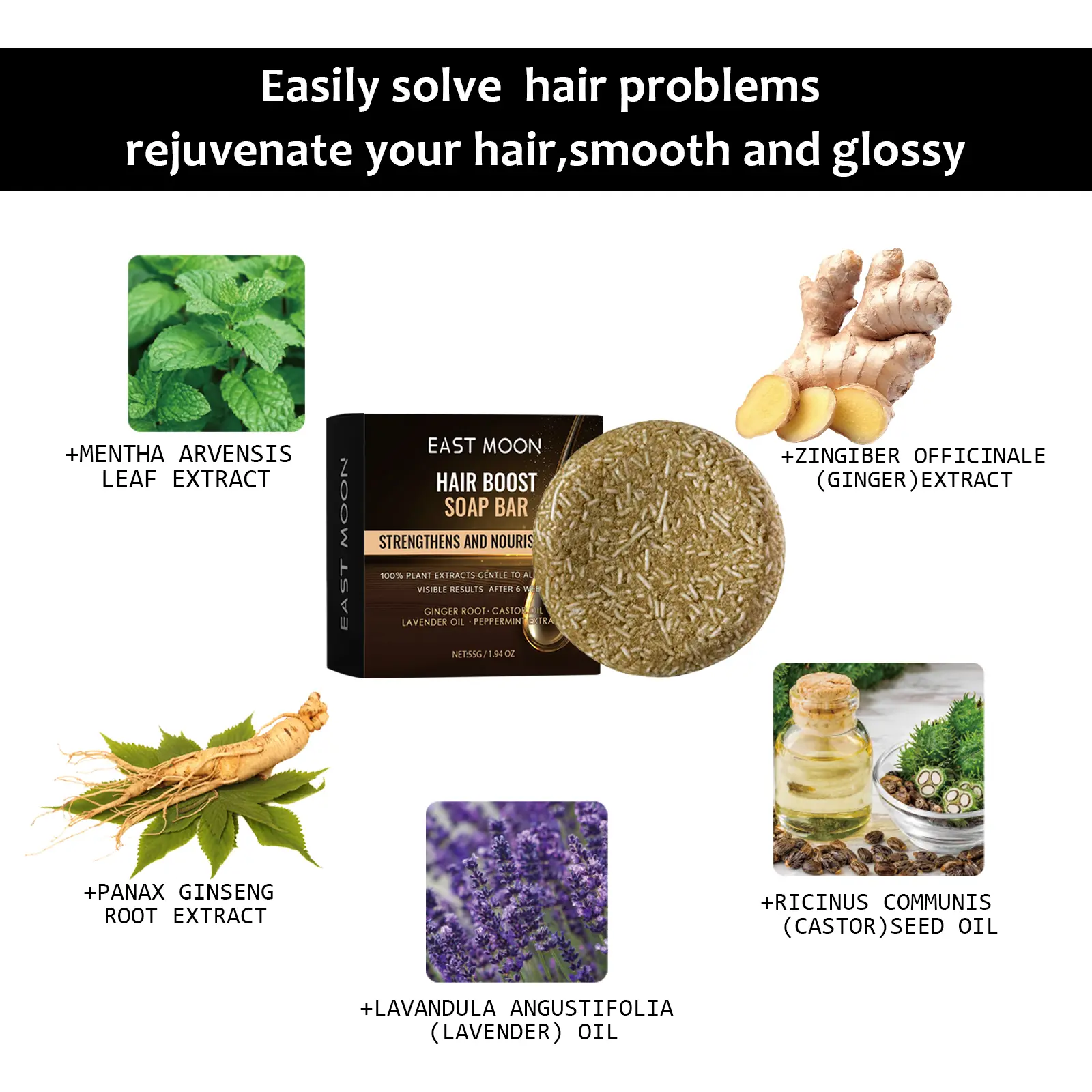 Hair Darkening Soap Effective Repair Gray White Color Hair Permanent Black Dye Moisturize Nourishing Smooth Clean Solid Shampoo