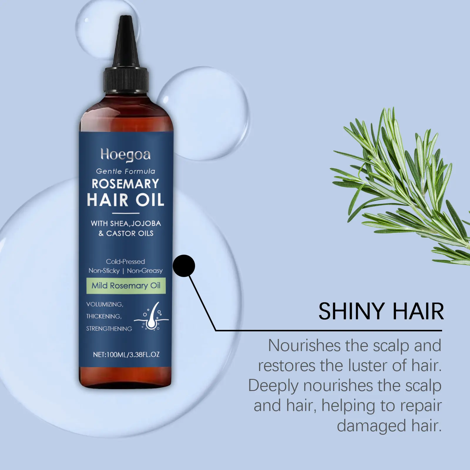 Rosemaries Oil For Hair Growth Infused,Hair Strenghtening Treatmenting,Nourishing Volumizing,With Jojoba Oil Castor Oil 100ml