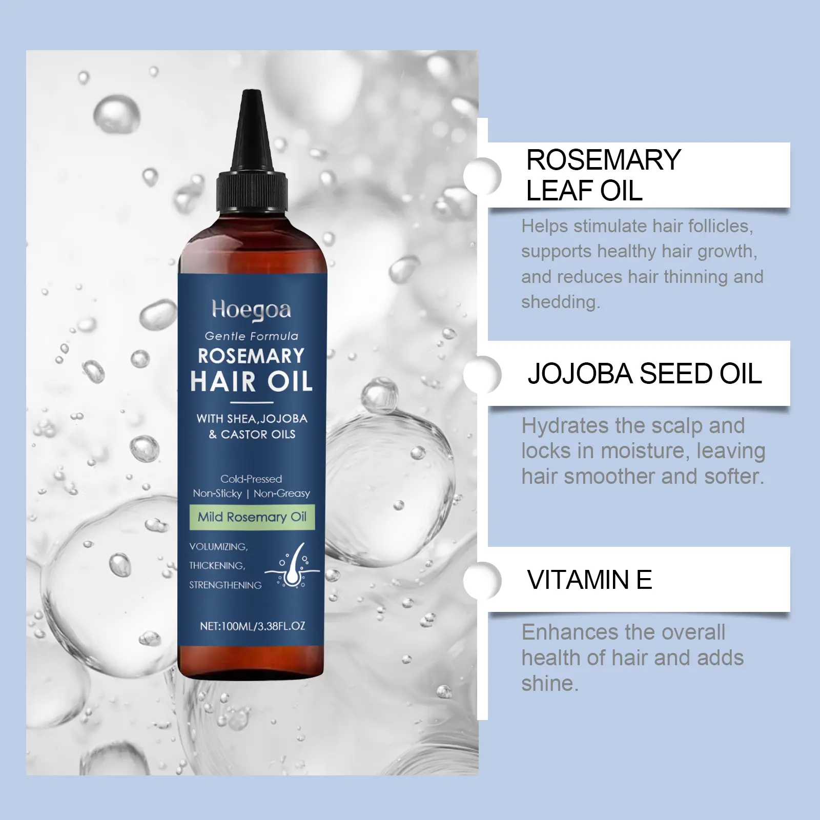 Rosemaries Oil For Hair Growth Infused,Hair Strenghtening Treatmenting,Nourishing Volumizing,With Jojoba Oil Castor Oil 100ml