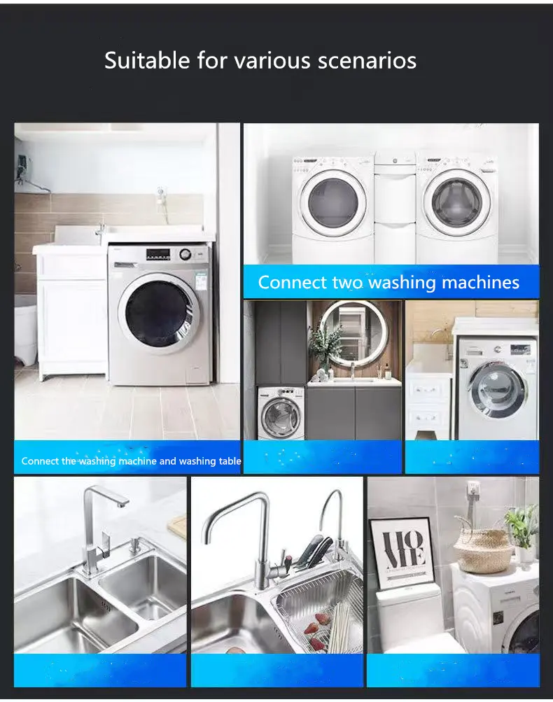 1/2" Double Outlet Faucet for Washing Machine Dual Control Water Tap One in Two out Bidet Faucet Bathroom Sink Fitting