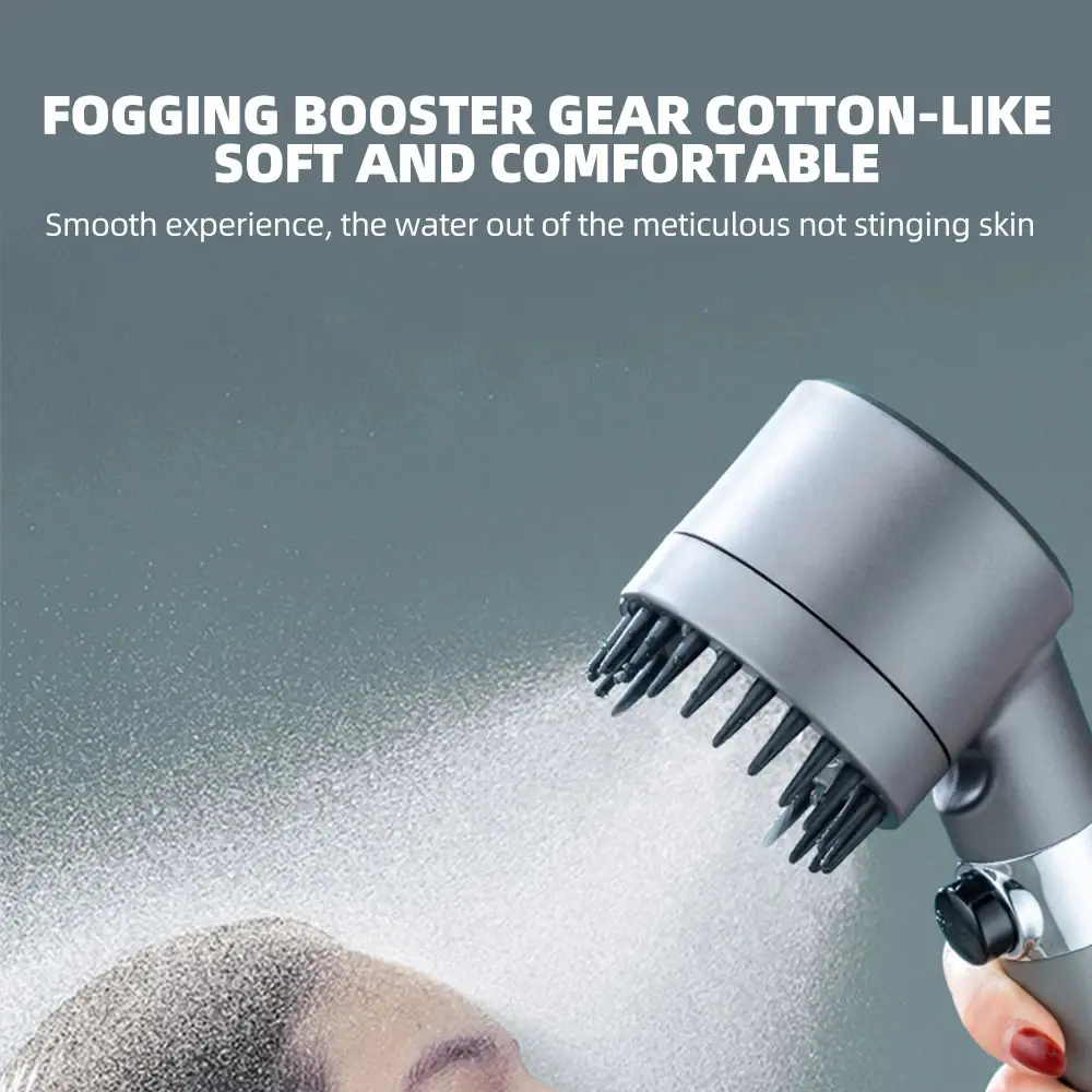 3 Modes of High-pressure Shower Head Booster Nozzle Powerful Water Massage Showerhead One-touch Stop Nozzle Bathroom Accessories