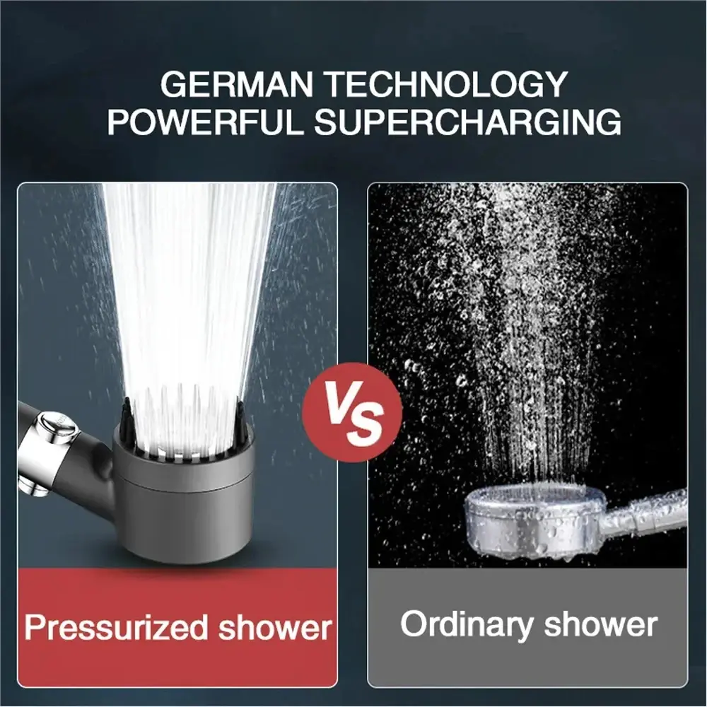 3 Modes of High-pressure Shower Head Booster Nozzle Powerful Water Massage Showerhead One-touch Stop Nozzle Bathroom Accessories