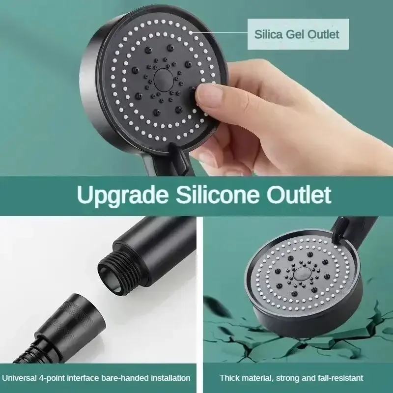 Upgraded Booster Shower Head 5Modes Household Adjustable High Pressure Water Shower Head Handheld Spray Shower Bathroom Supplies