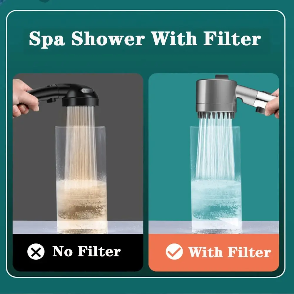 3 Modes of High-pressure Shower Head Booster Nozzle Powerful Water Massage Showerhead One-touch Stop Nozzle Bathroom Accessories
