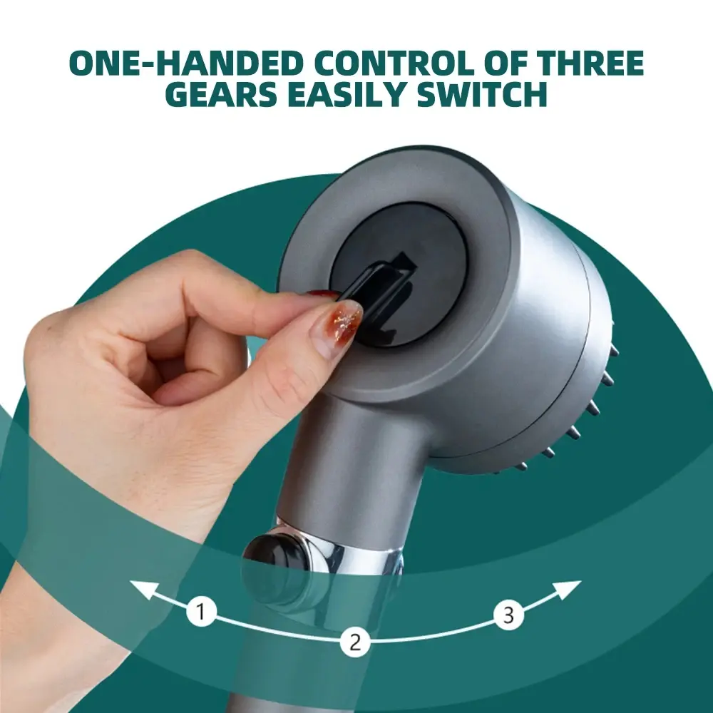 3 Modes of High-pressure Shower Head Booster Nozzle Powerful Water Massage Showerhead One-touch Stop Nozzle Bathroom Accessories