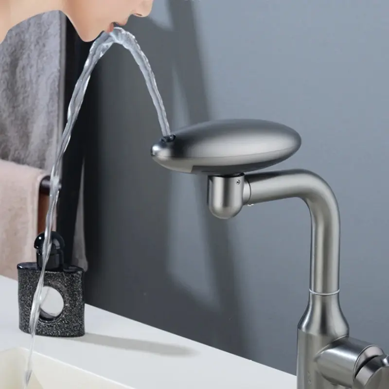 Multi Functional Waterfall Basin Faucet 4 Water Outlet Mode Spray Faucet 360°Rotation,Hot Cold Water Sink Mixer Tap For Bathroom